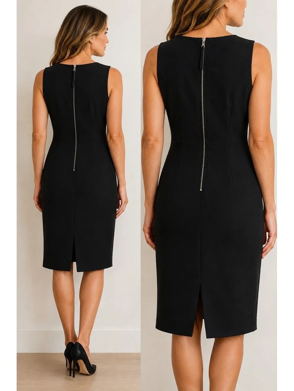 Spanx The Perfect Sheath in Classic Black Ponte Sleeveless Dress Med Bodycon